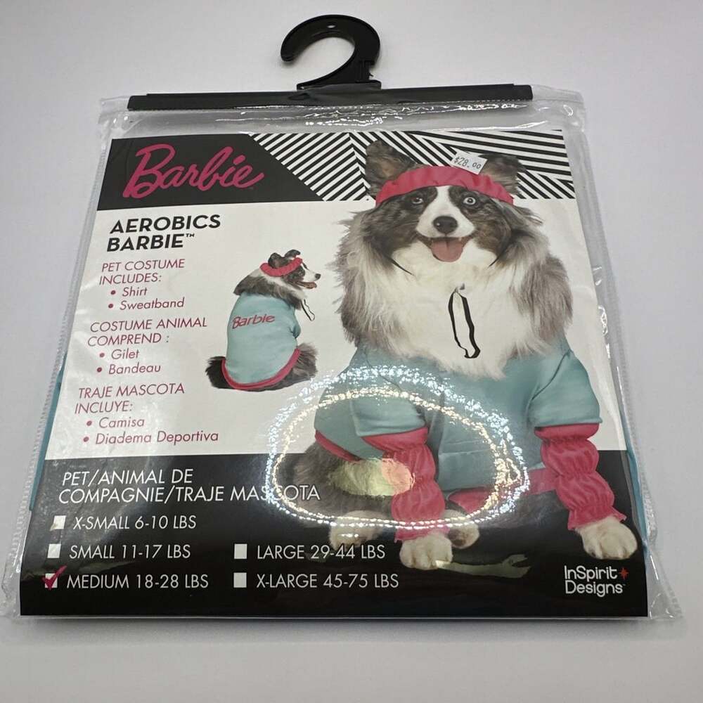 New Aerobics Barbie Pet Dog Halloween Costume  Size Medium 18-20lbs